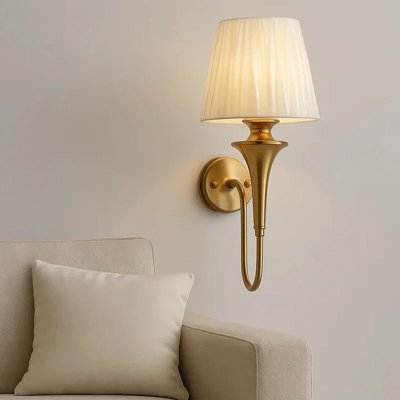 Luminthra Brass And Fabric Wall Lamp media 3