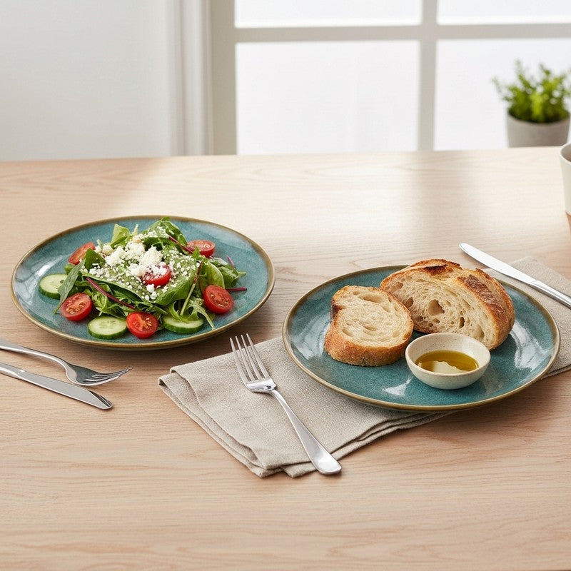 Ceramic Dinner Plates (Aqua Blue) - Set of Two