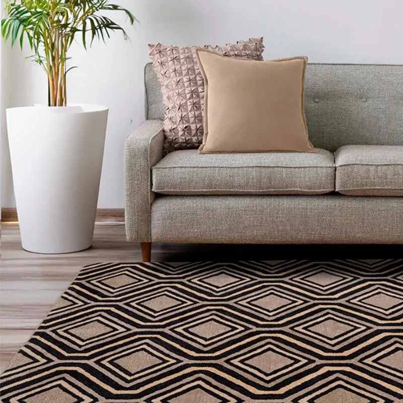 Faramir Hand Tufted Geometric Wool & Nylon Carpet - Black media 8