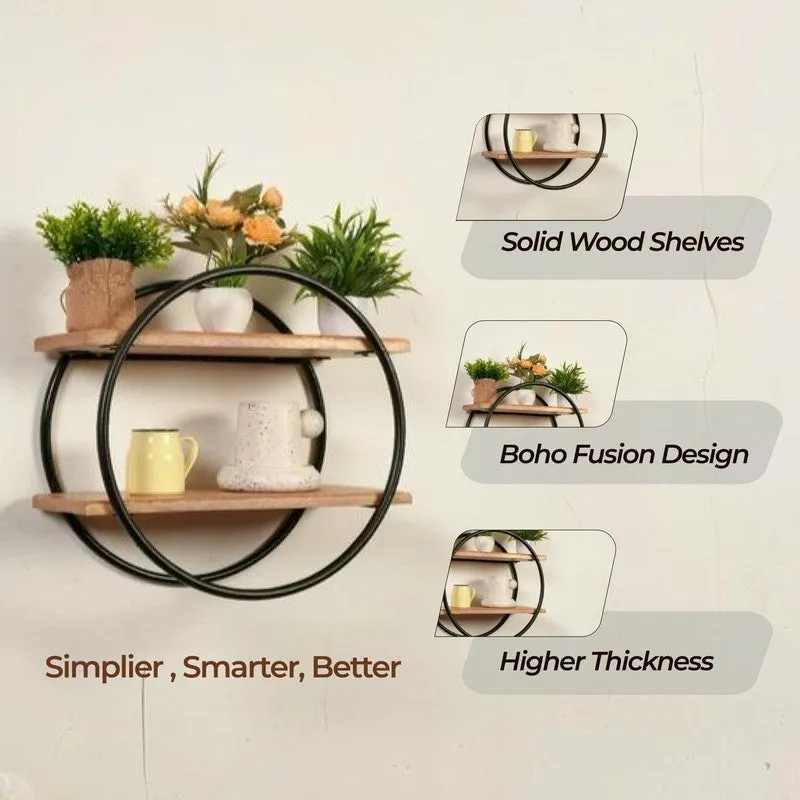 Zalvin Boho Wooden Shelves Wall Rack media 6