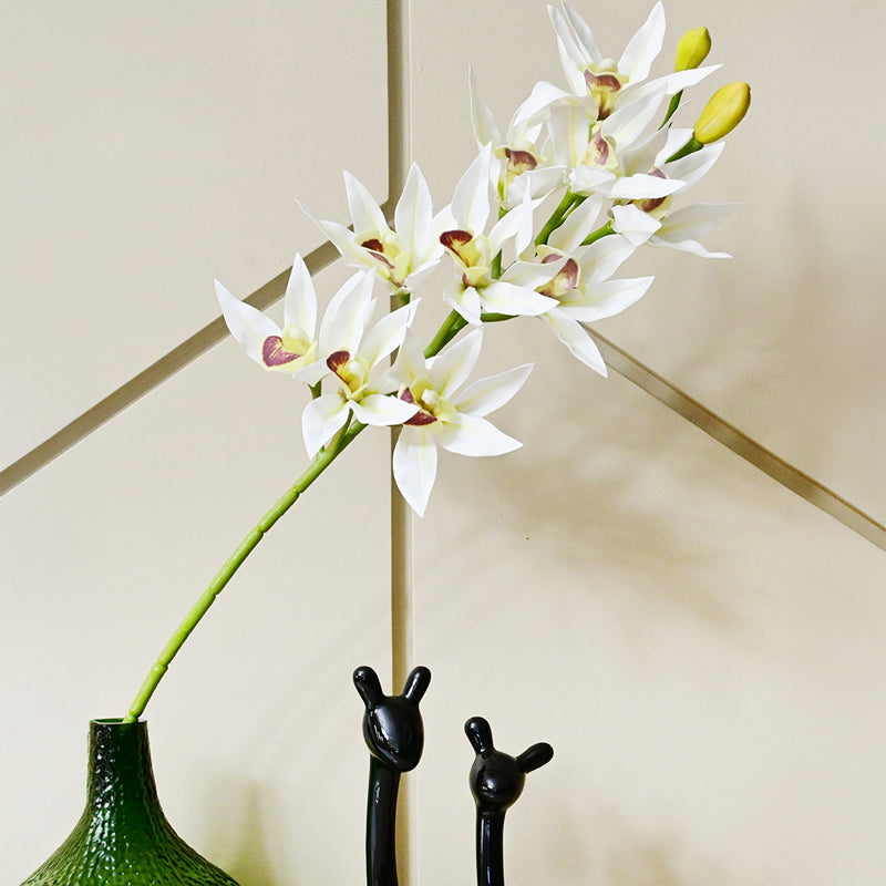 Artificial Polyester Orchid Flower Stick - White media 4