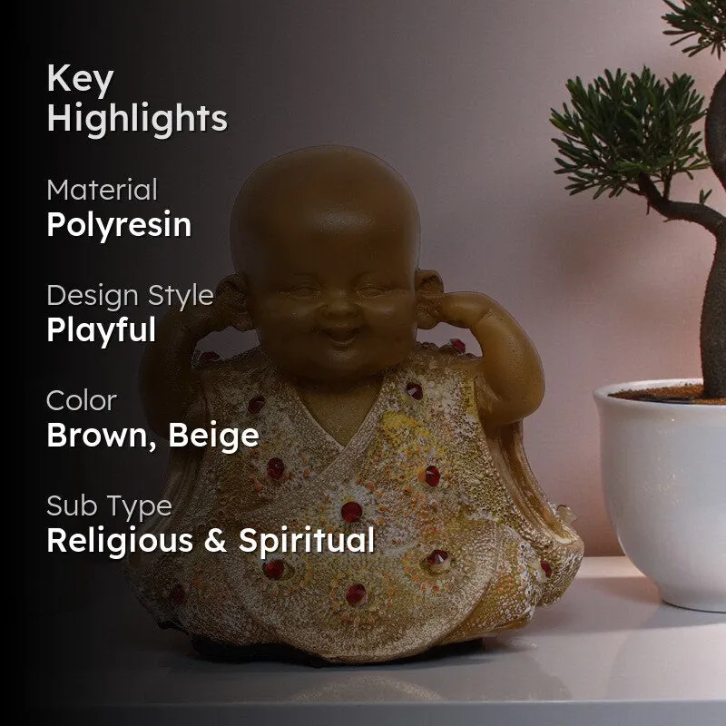 Awakening Laughing Buddha Showpiece - Brown media 2