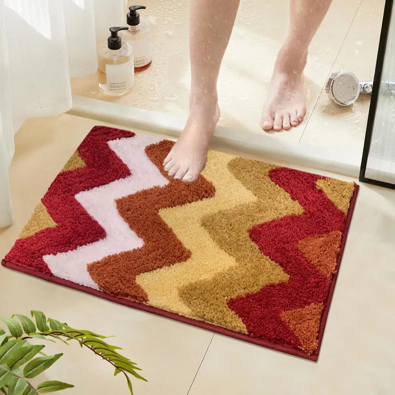 Mason Chevron Microfiber Bath Mat - Red media 1