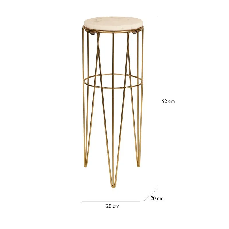 Marble Top Aluminum Side Table (Gold) - Small media 7