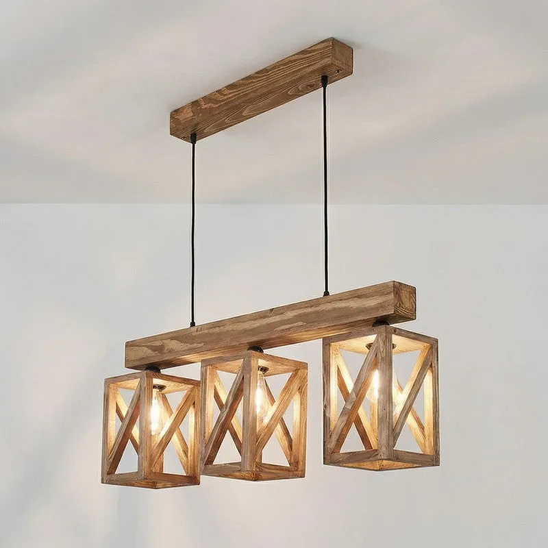 TriNest Wooden Ceiling Lamp - Brown media 6