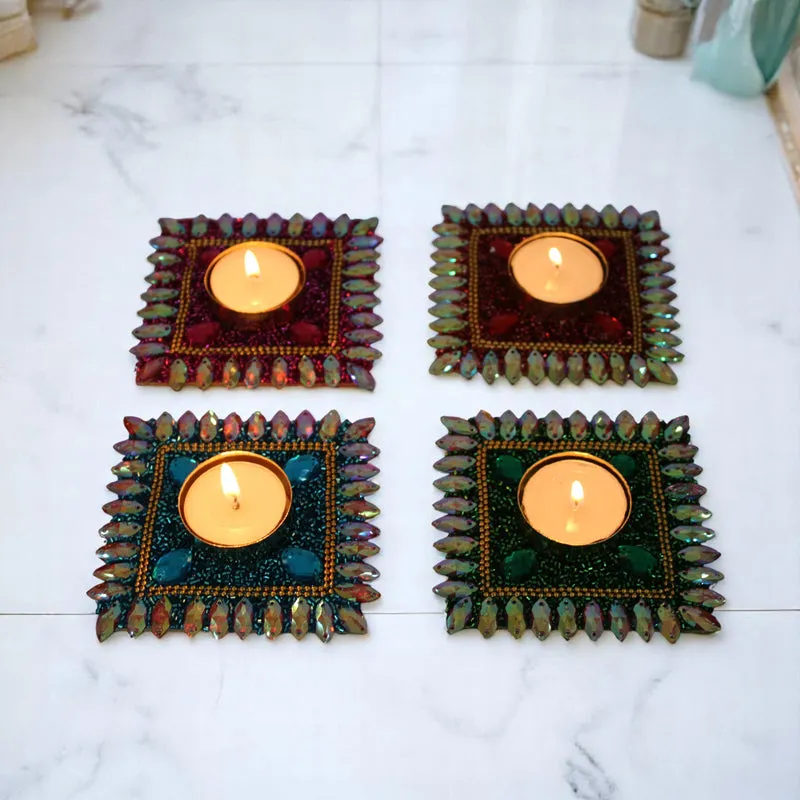Roshna Jewelled Tea Light Holder (Square) - Set Of Four media 3