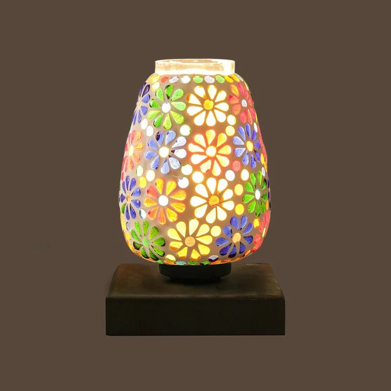 Auren Glass Table Lamp With Wooden Base - Multicolor media 7