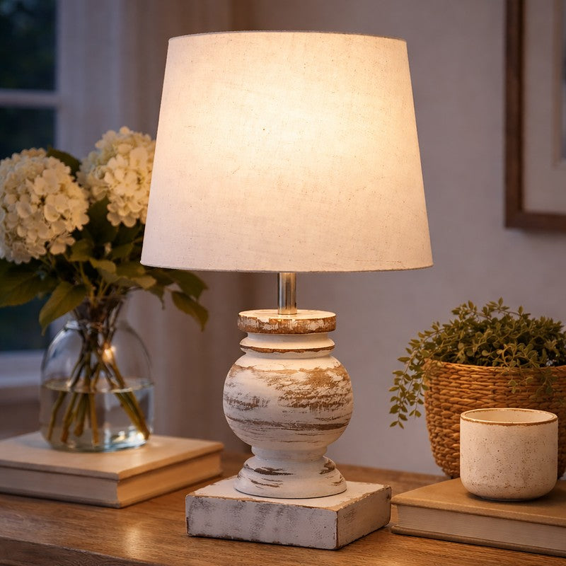 Clean Flare Wooden Table Lamp - White