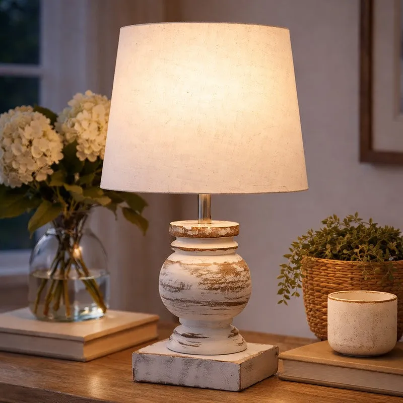 Clean Flare Wooden Table Lamp - White media 1