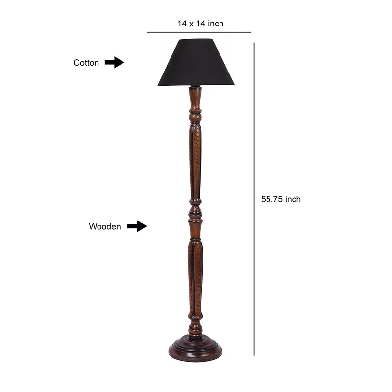 Hima Vintage Wooden Floor Lamp - Black media 5