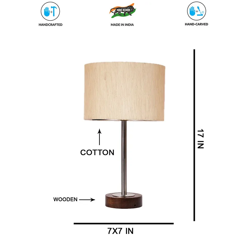 Cotin I Rodin Wooden Table Lamp - OffWhite,Silver,Brown media 7