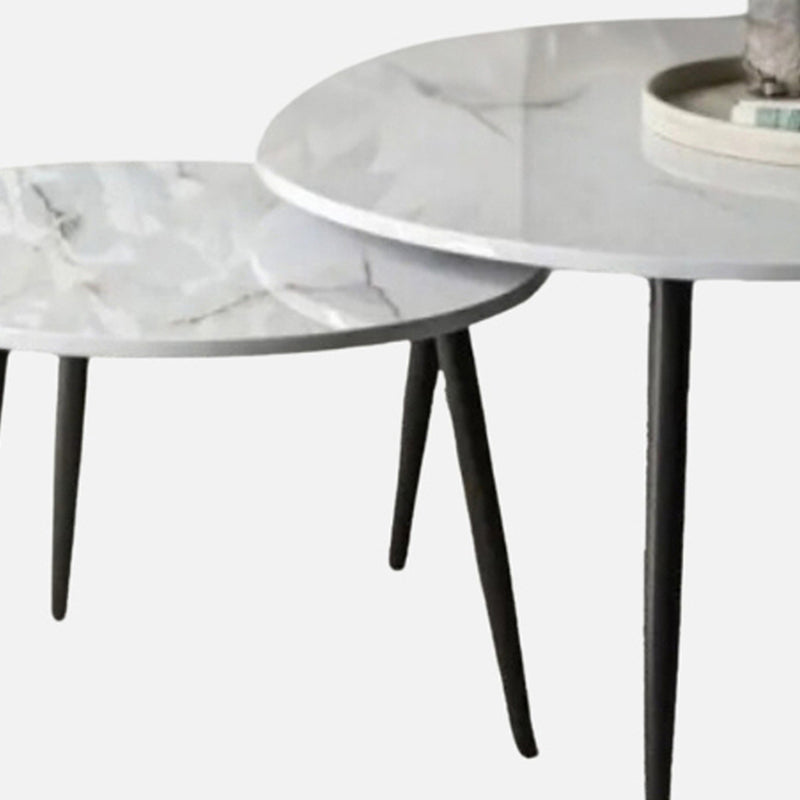 Atelier Blanc Accent Table with Marble Top (Black & White) - Set Of Two image 4