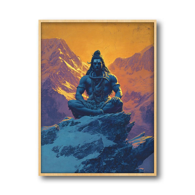 Lord Shiva Meditating II Archival Paper Wall Art - Natural Brown Frame media 5