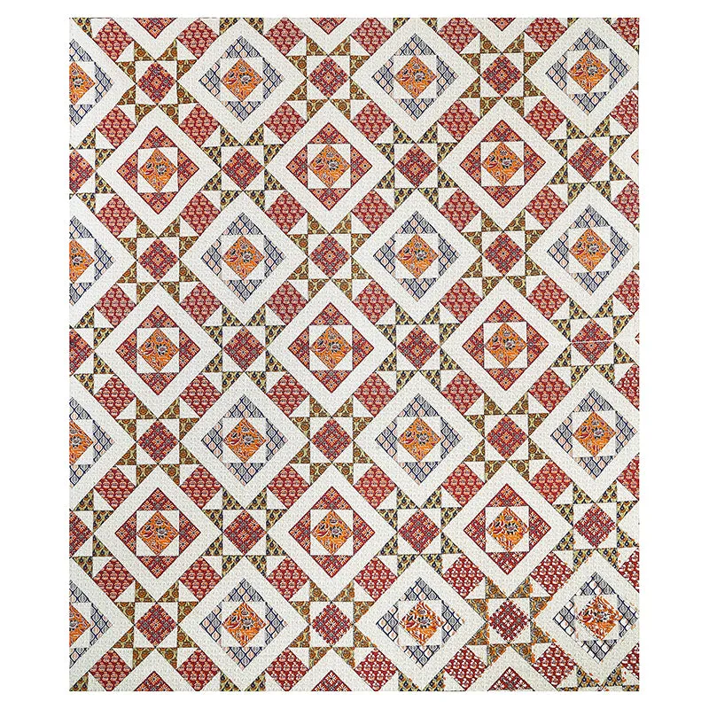 Adire Geometric Cotton Bedsheet (Red & White) - 160 TC media 3