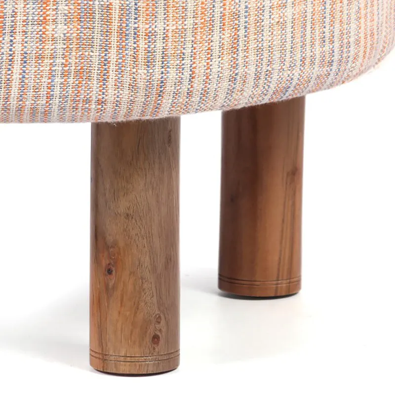 Nverix Acacia Wooden Ottomans - Beige media 5