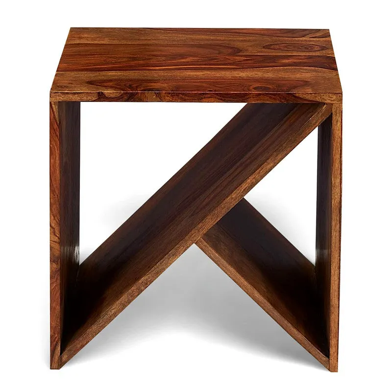 Averox Sheesham Wooden Side & Bedside Table - Brown media 4