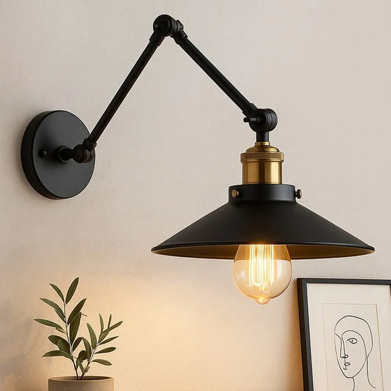 Eleni Cone Metal Wall Lamp - Black,Gold media 1