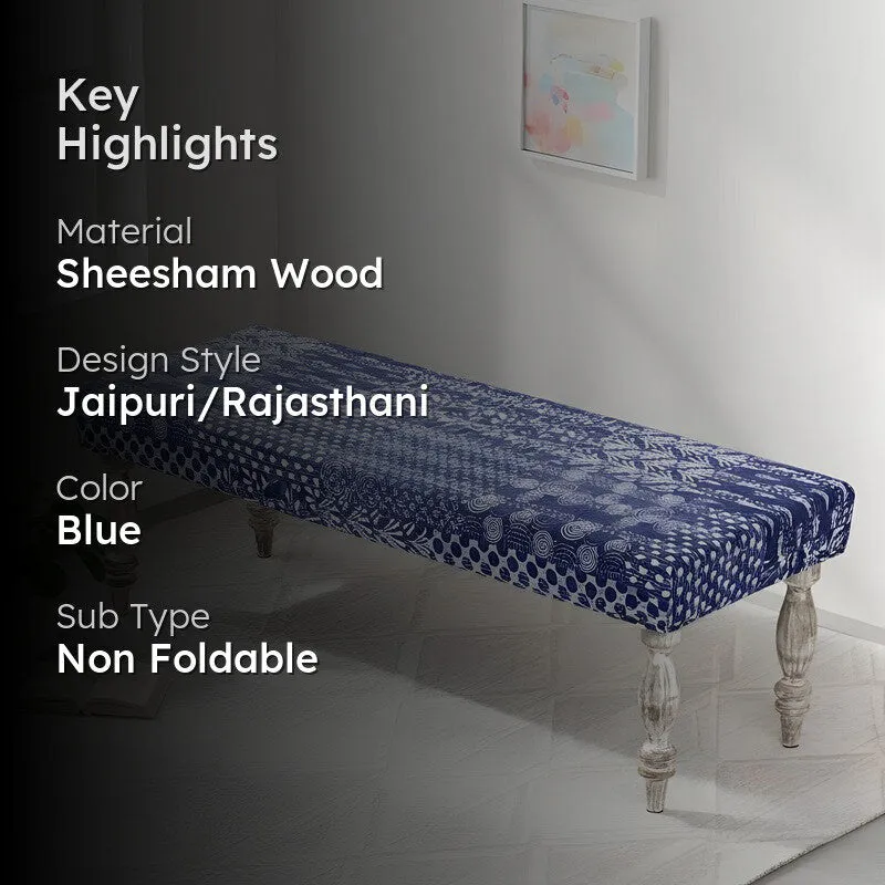 Brixo Sheesham Wooden Bench - Blue media 2
