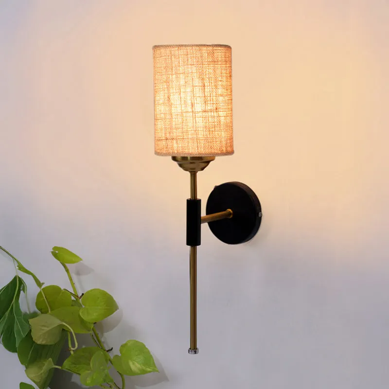 Beryll Cylindrical Jute Wall Lamp - Beige media 1
