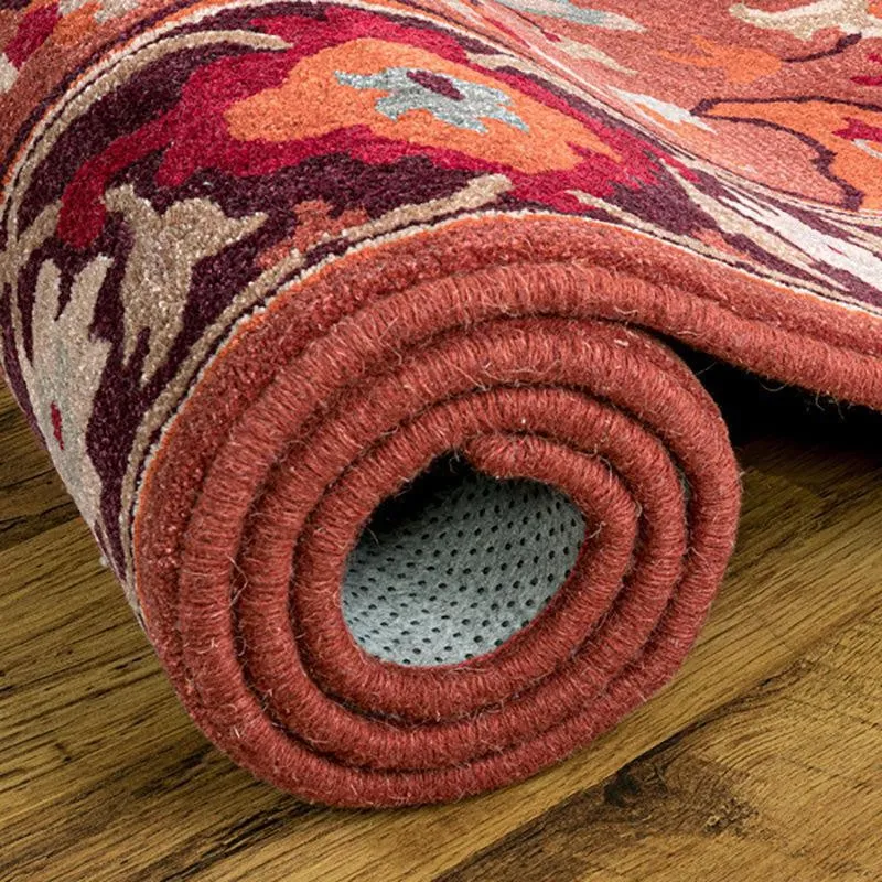 Nephthys Hand Tufted Ethnic Wool & Nylon Carpet - Rust Red media 5