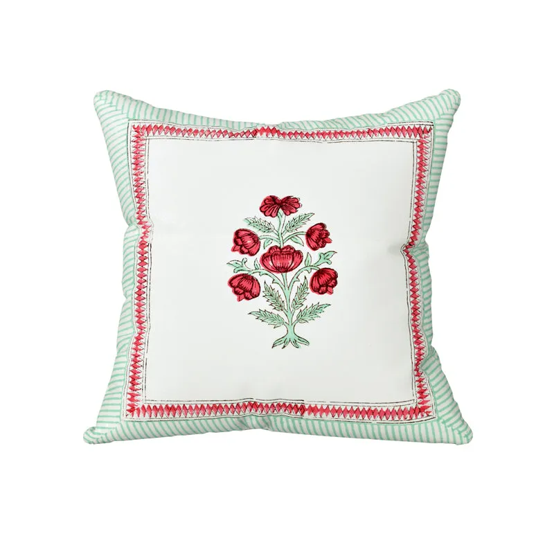 Chameli Cascade Jaipuri Block Print Cushion Cover - Set Of Three media 4