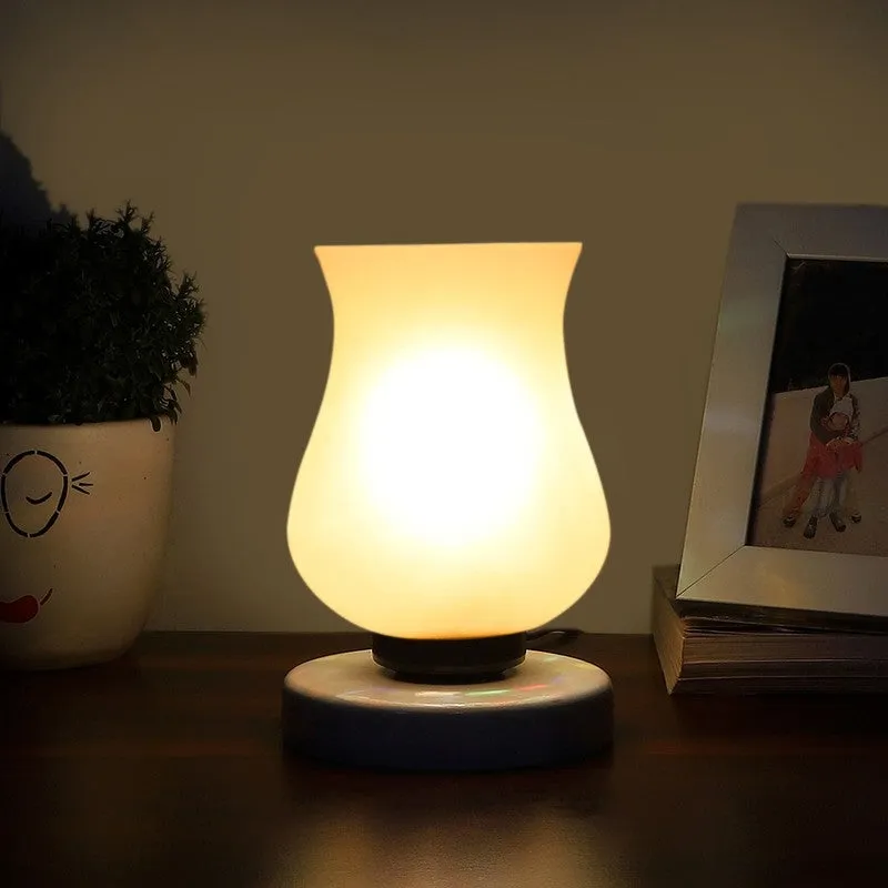 Milkyway Glass Table Lamp With Wooden Base - White media 1