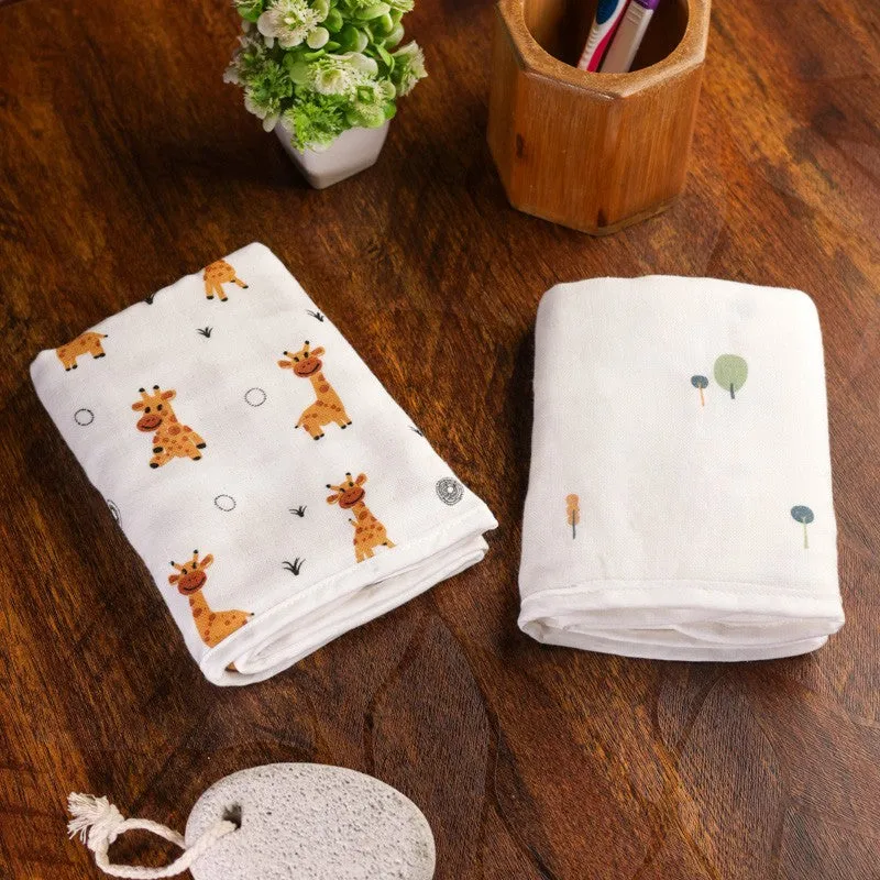 Warmkins Giraffe Print Cotton Kids Bath Towel - Set of Two media 1