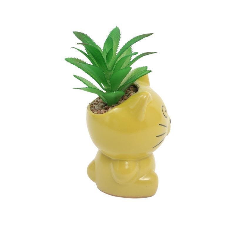 Faux Agave In Cat Face Pot - 14 cms media 3