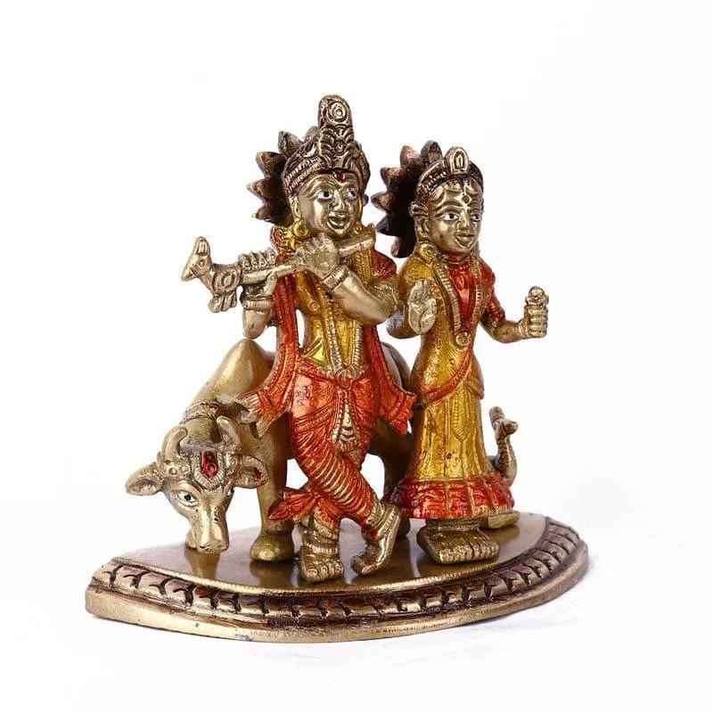 Radha Krishna Brass Idol Set media 4