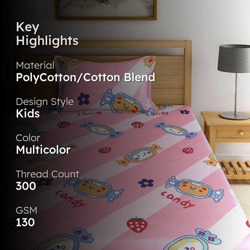 Pink Candy Kids Bedsheet - 130 GSM media 2