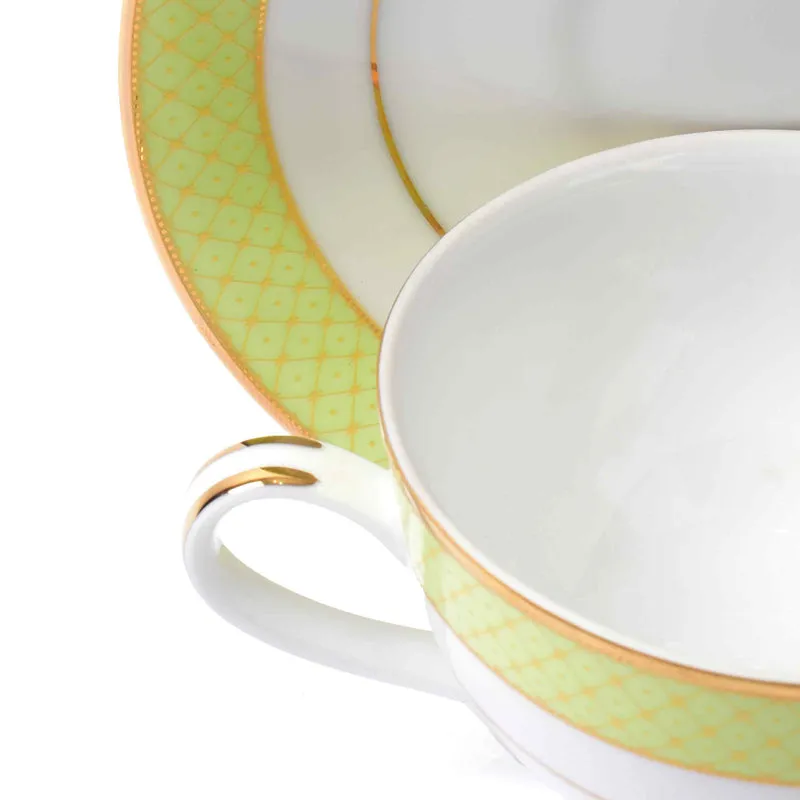 Princely 24k Gold Brushed Porcelain Tea Cup & Saucer (280 mL) - Set of Six media 5