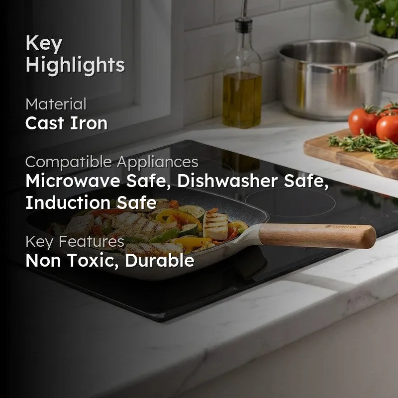 Cumin Co Enamel Cast Iron Grill Pan - White media 2