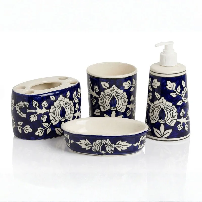 Floral Aura Ceramic Bathroom Set - Four Piece Set media 3