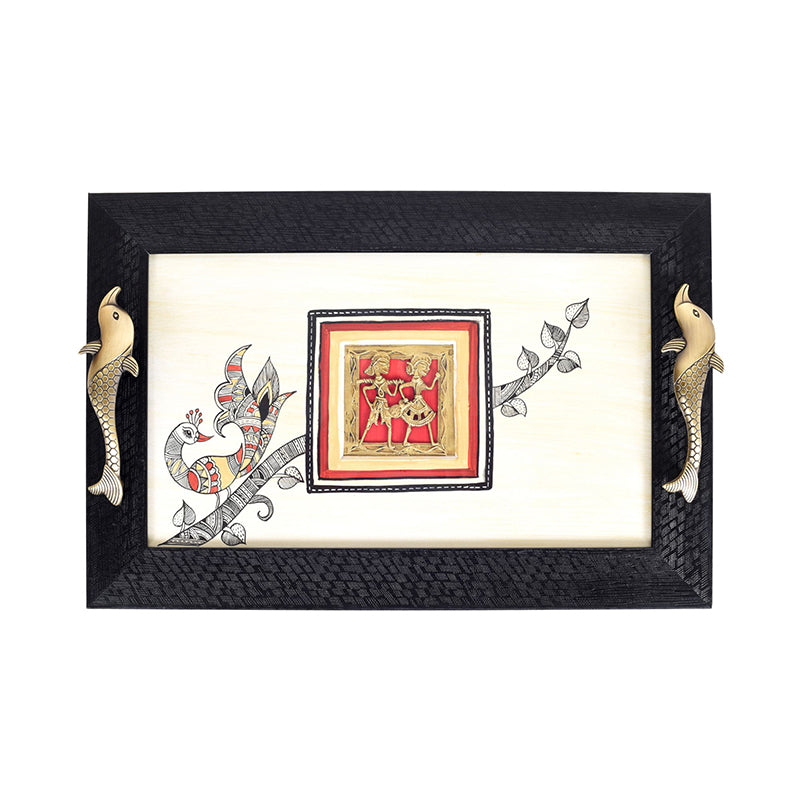 Charita Wood & Metal Serving Tray media 5