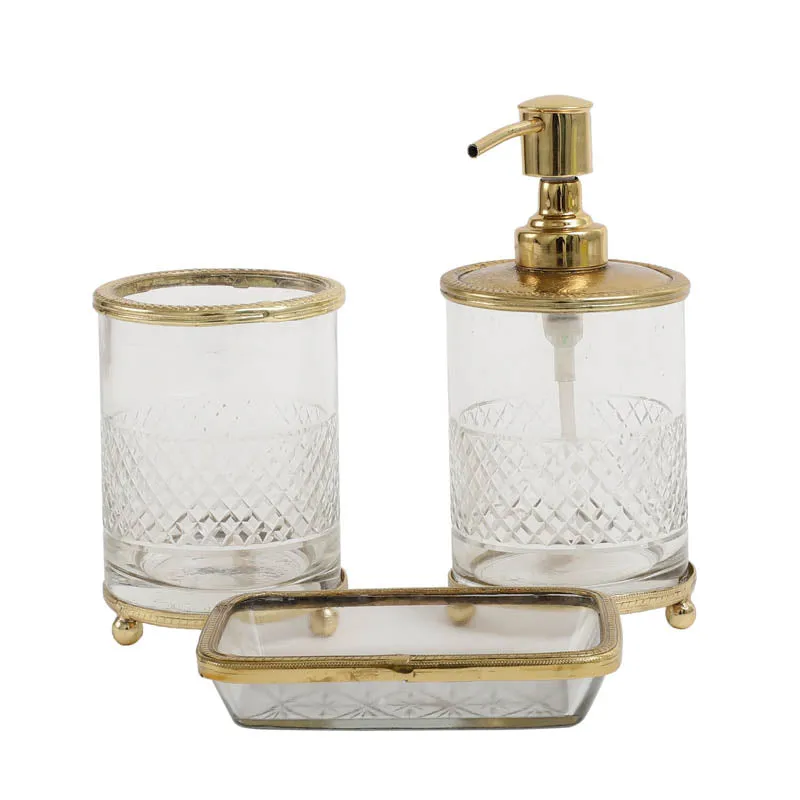 Roma Crystal Cut Bathroom Set - Gold media 5