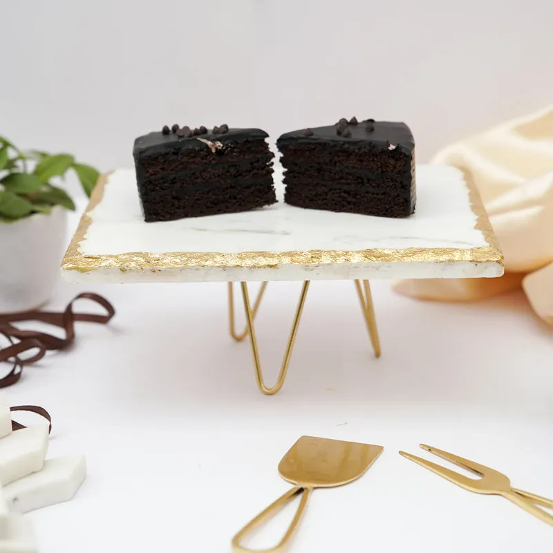 Levora Marble Cake Stand With Metal Base media 1