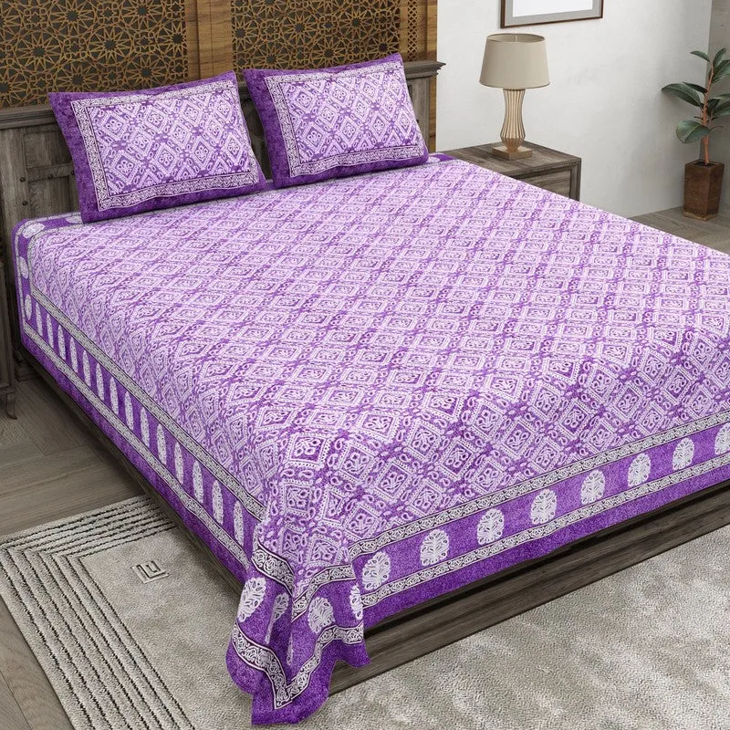 Geoo Cotton Bedsheet (Purple) - 240 TC media 1