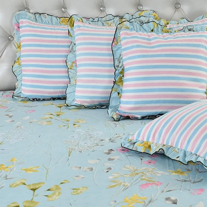 Estofa Frilled Floral Microfiber Bedding Set - Five Piece Set media 4