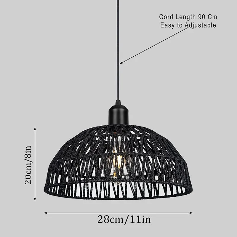 Lattice Long Rattan Ceiling Lamp - Black media 6