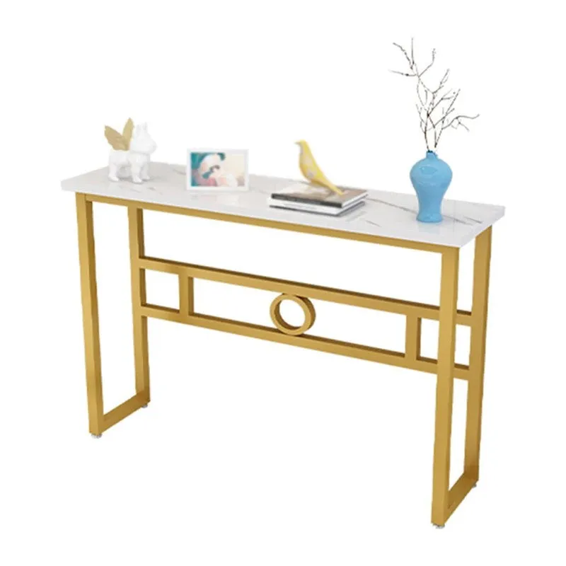 Long Narrow Metal Console Table with Marble Top - Large media 6