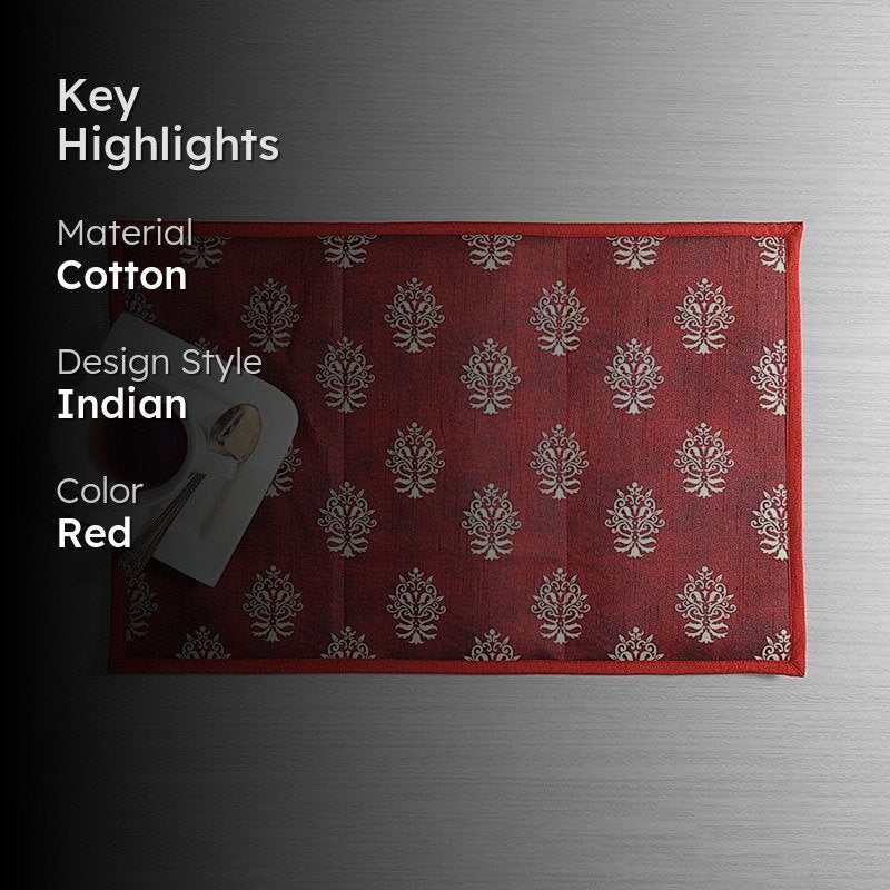 Swayam Ethnic Maroon Printed Placemats - Set Of Two media 2