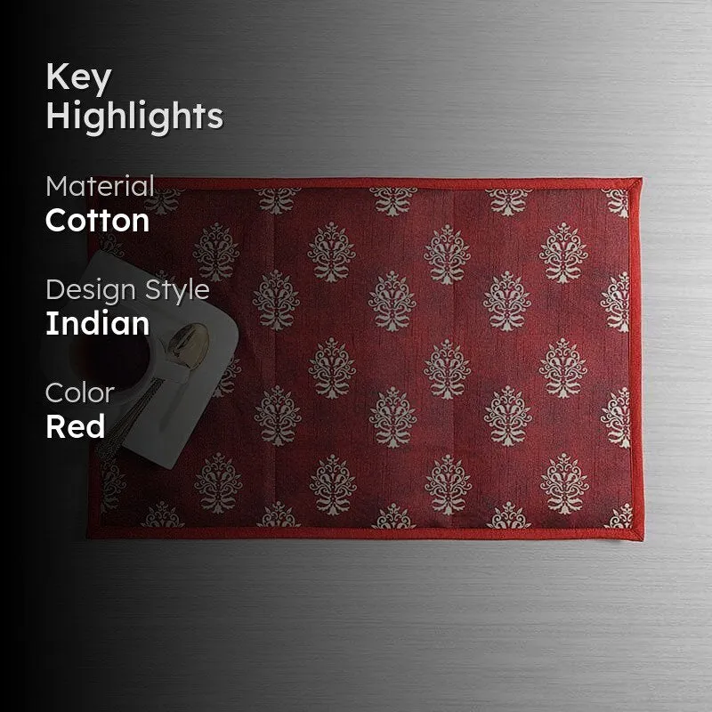 Swayam Ethnic Maroon Printed Placemats - Set Of Two media 2