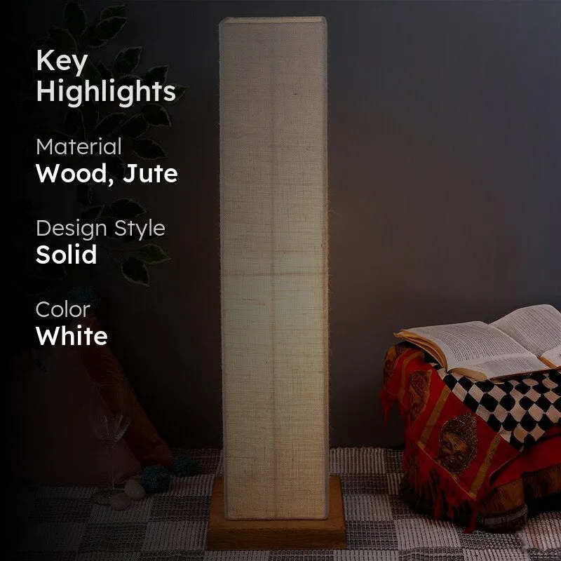 Miya Wooden Tower Floor Lamp With Jute Shade - White media 2