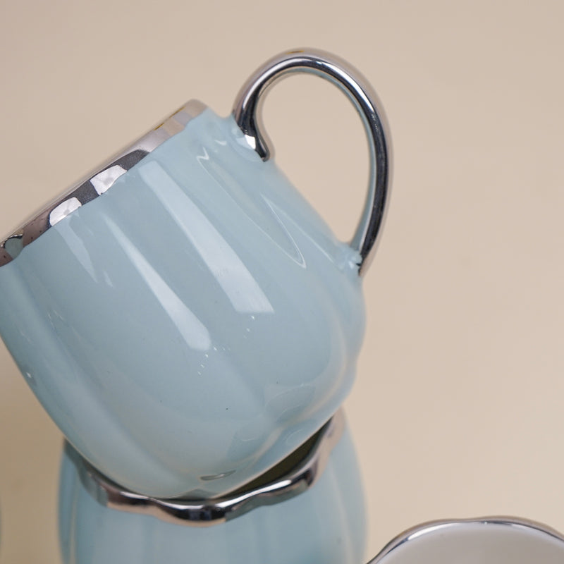 Magina Porcelain Tea Cup (180 mL Each/Blue) -  Set of Six media 5