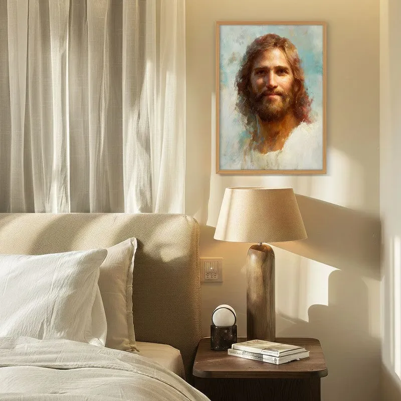 Christ the Light Archival Paper Wall Painting With Brown Frame media 4