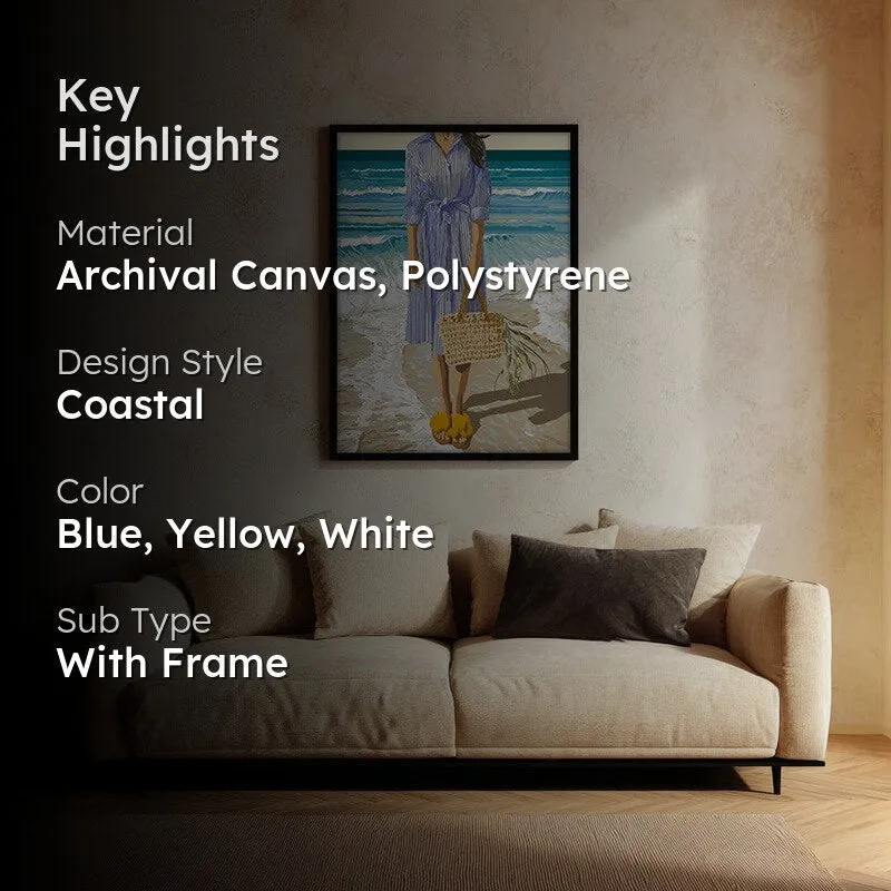 Blue Horizon Canvas Wall Painting - Black Frame media 2
