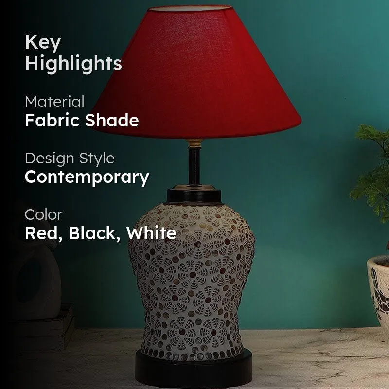 Solid Fusion Fabric Table Lamp - Red,White media 2