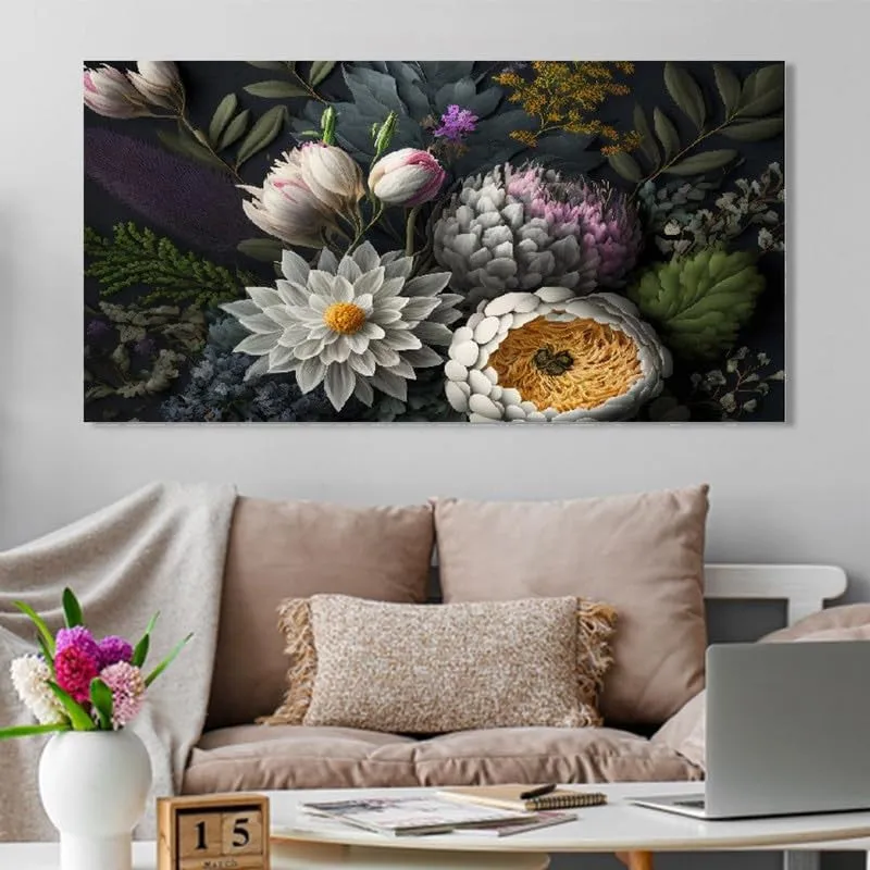 Twilight Bloomscape Canvas Wall Painting With Frame media 3