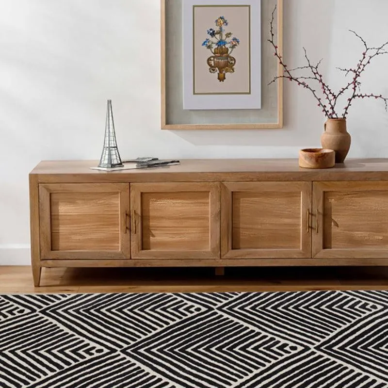 Medon Hand Tufted Geometric Wool & Nylon Carpet - Black media 8