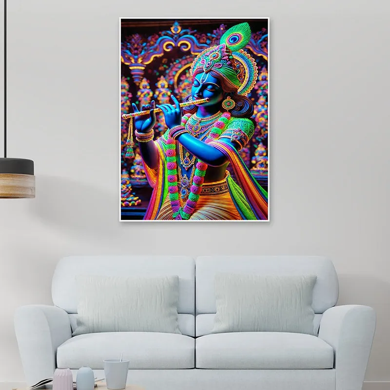 Cosmic Krishna Canvas Wall Painting media 1
